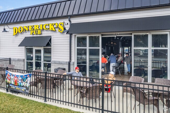 Donerick's Pub in Tuttle West features and outdoor patio.