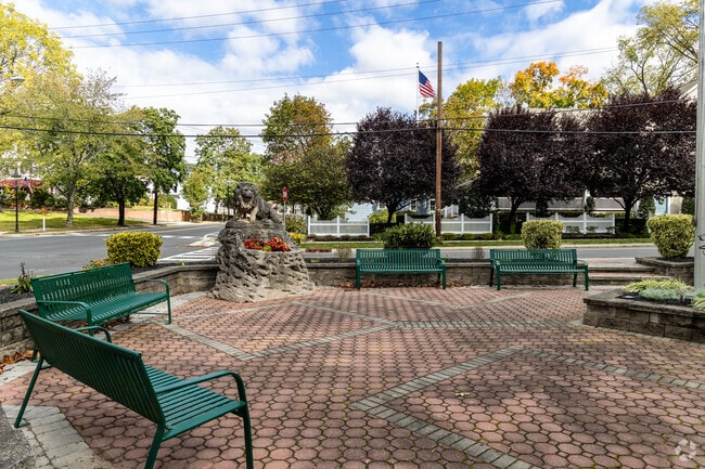 At Mill Creek Park in Pemberton Township there is a nice area with benches to enjoy a nice day.