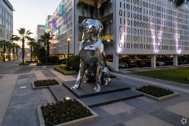 The 35 foot Labrador Retriever  DISCO statue is a main focal point in the Lake Nona area.
