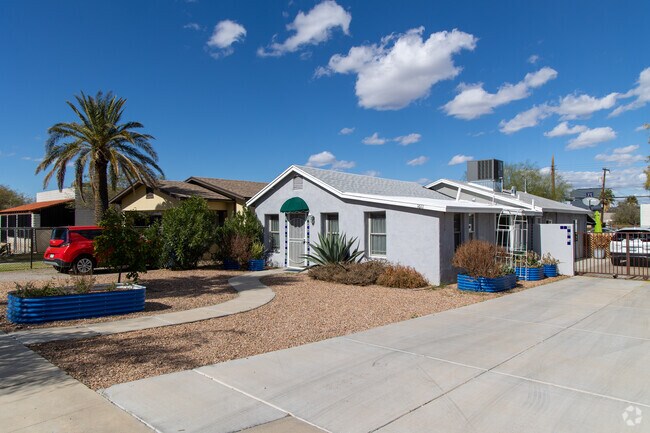 Most Rincon Heights homes are tucked together closely but have long driveways.