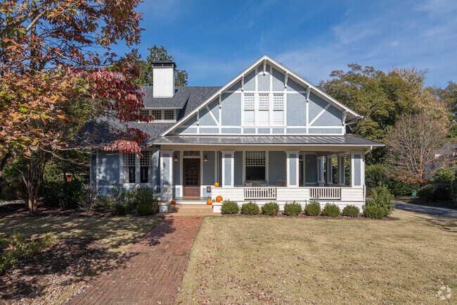 Craftsman style homes with wrap around porches can be found in Milledge Avenue Historic District.