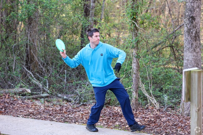 Disc Golf is a popular activity at Hornets Nest Park, just 10 minutes outside of Charlotte.