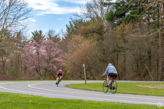 Enjoy the weather with a ride around the paved track at Bob Rodale Fitness Park.