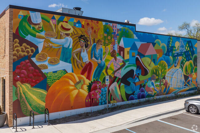 Mural on the side of building on Kalamazoo St in Fairview.