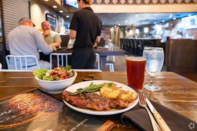 Laurelwood dining options include Brix Grill for steak and smashed potatoes.