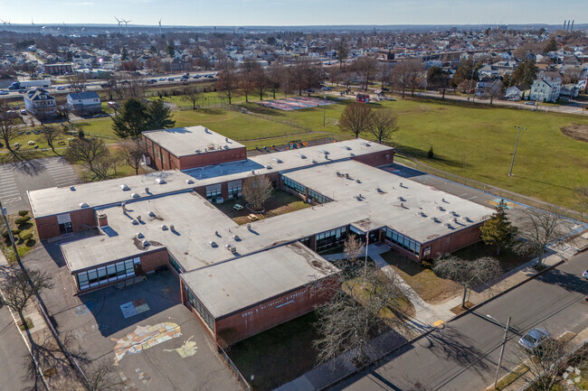 The traditional styling is seen at the Emma G. Whiteknact Elementary School in East Providence.