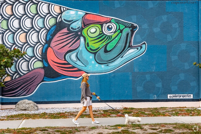 Artist murals appear around Davis Islands in Tampa.