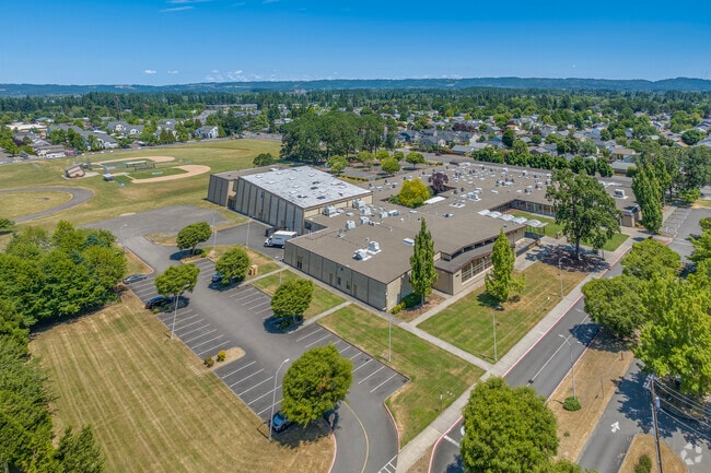Aerial view of Raymond Arthur Brown Middle School in Hillsboro, Oregon.