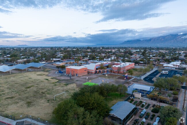 An aerial view of Mary Meredith K-12 School.
