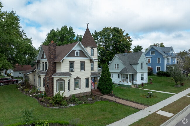 Sidewalks and yards line residential streets in Caledonia’s quiet neighborhoods.