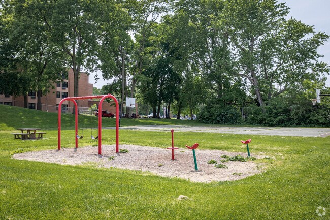 Flemming Park has playgrounds and basketball courts for a beautiful day in Church.