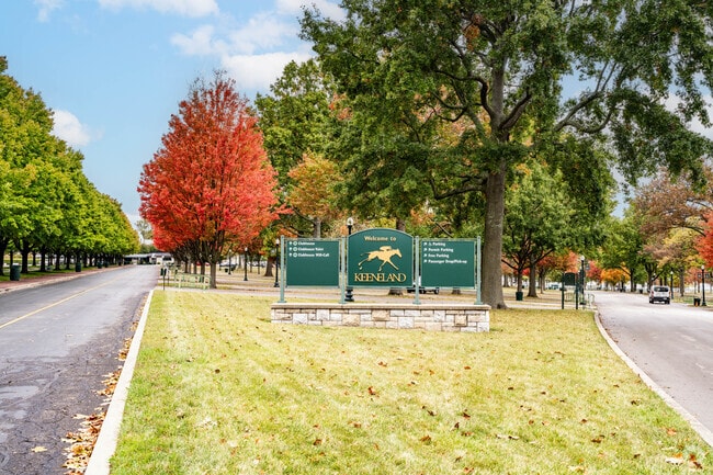 The Keeneland racetrack entrance and sign in the Cardinal Valley Neighborhood.