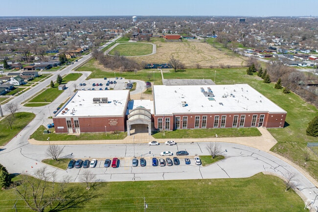 Aerial View of Dr. Daniel Hale Williams Elementary School Yard and Nearby Neighborhood