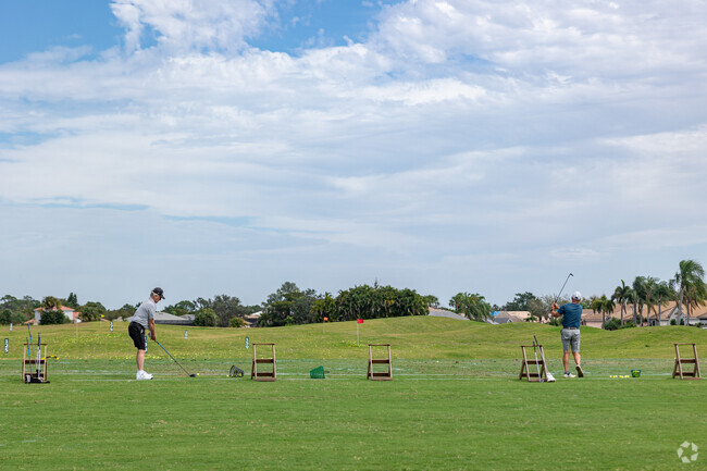 Sunshine golfers can practice their game on the driving range at The Club at Westminster.