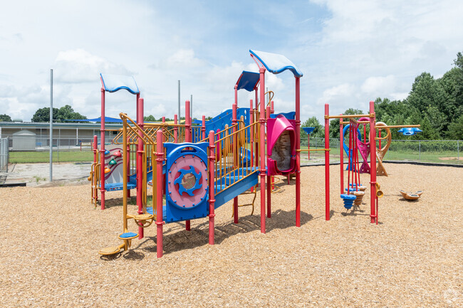 Kids at Catawba Elementary School enjoy this playground during recess.
