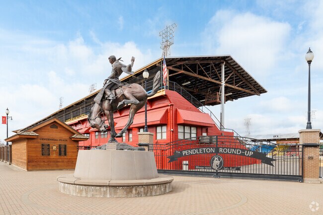 Visitors from all over come to Pendleton to watch the annual Round-Up Rodeo show.