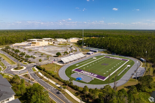 Aerial view of Celebration High Schools sprawling campus.