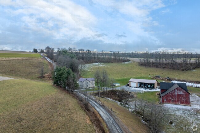 Country roads wind through the hills of rural Moreland Township.