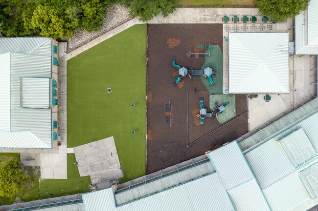 Aerial top down view of playground at Celebration School
