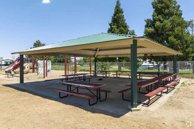 Reno students can avoid the sun under this gazebo at Mamie Towles Elementary School.