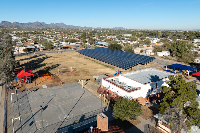 Manzo Elementary School has a large field and play area.