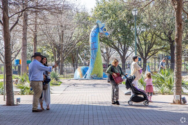Mueller Lake Park in Austin becomes even more magical with the Loch Ness statue.