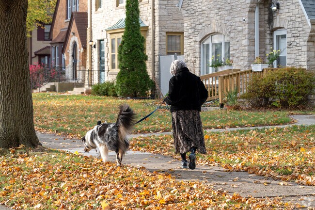 Walking the dog is a favorite daily routine for many residents in Sunset Heights.