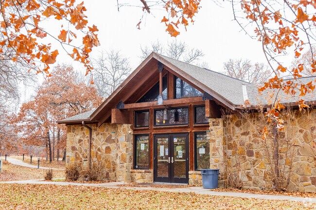 The main building of Discovery Cove Nature Center features a nice modern brick design.