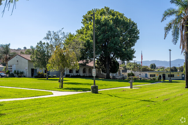 A view of the Alvord Continuation High School buildings from the street.