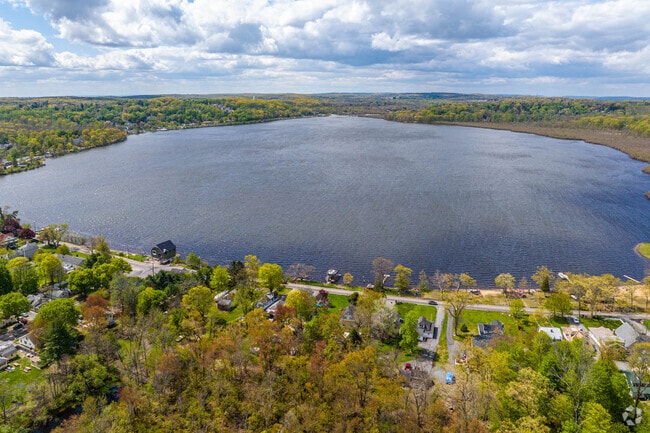 Aerial view of homes along Budd Lake.