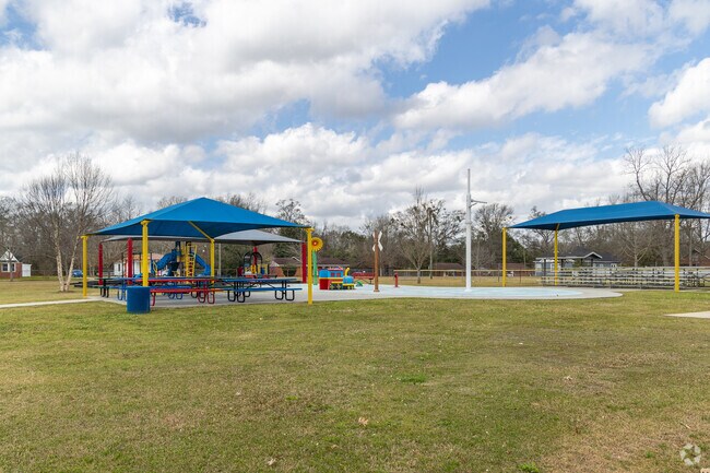 Off Main Street, Atmore Heritage Park has a recently built playground and a new splash pad.