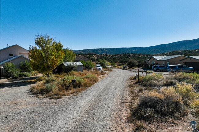 Gravel roads are common along the Placitas Area residential streets.