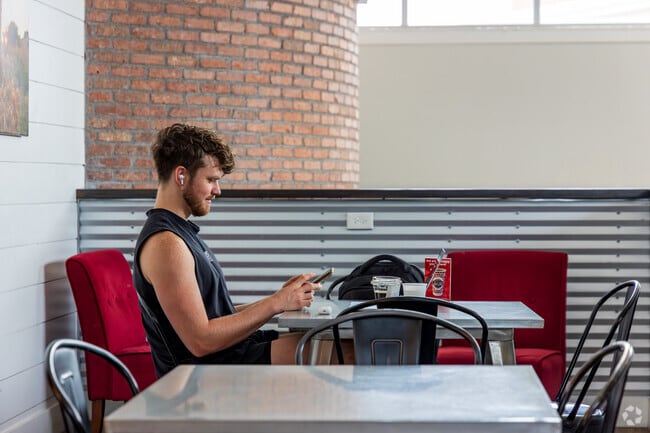 Work remotely from Red Silo Coffee Roasters near the Quaker Acres neighborhood.