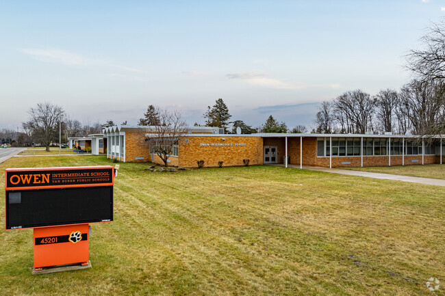 Owen Intermediate School sign and main entrance.