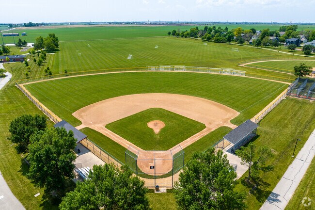 The Grimes South Sports Complex baseball field lets visitors recreate their favorite Cubs game.