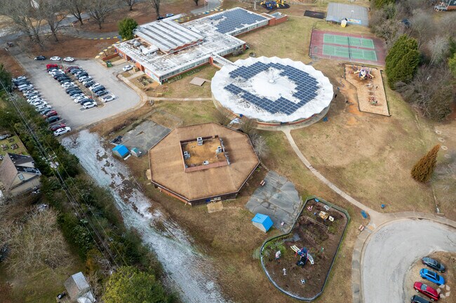 An aerial view of J.B. Fisher Elementary School.