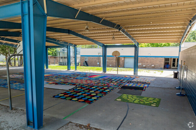 Students can take a break in the shade at Talbot Elementary School.