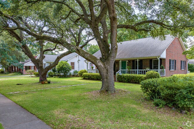 Homes in Empie Park sit under mature oak trees.