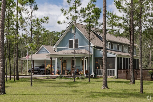 Cordesville has modern farmhouse style homes with shaded porches.