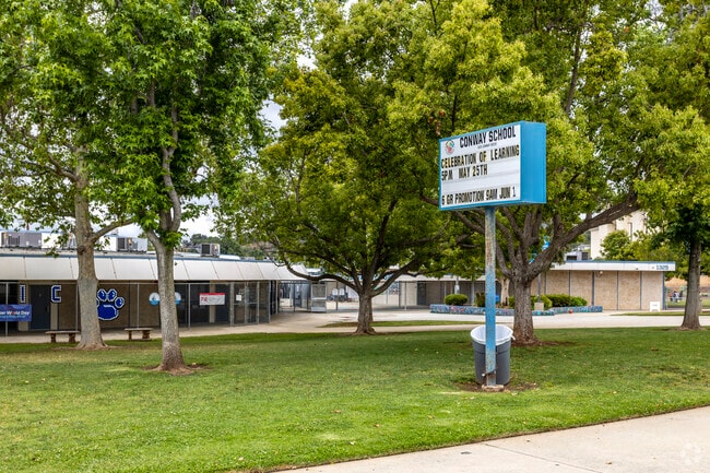 Signage welcomes students to Conway Elementary School in Midway.