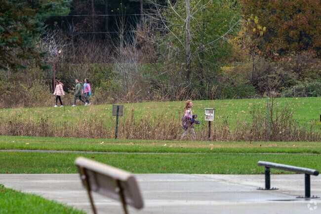 Students enjoy some exercise on the track behind the elementary school.