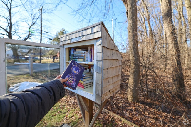 Find a new read at the Little Free Library along Far West Andover’s quiet streets.
