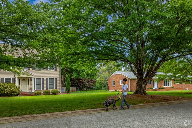 Residents in Robinridge can often be found walking their dogs on the large residential streets.