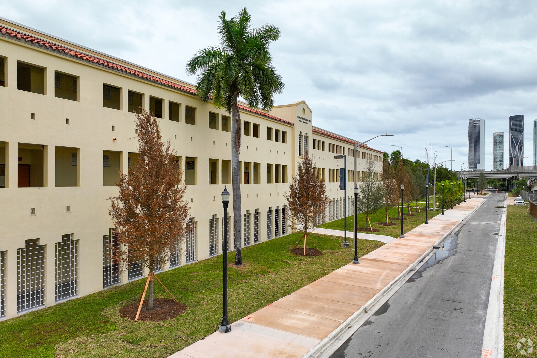 School front building of Booker T Washington Senior High School.