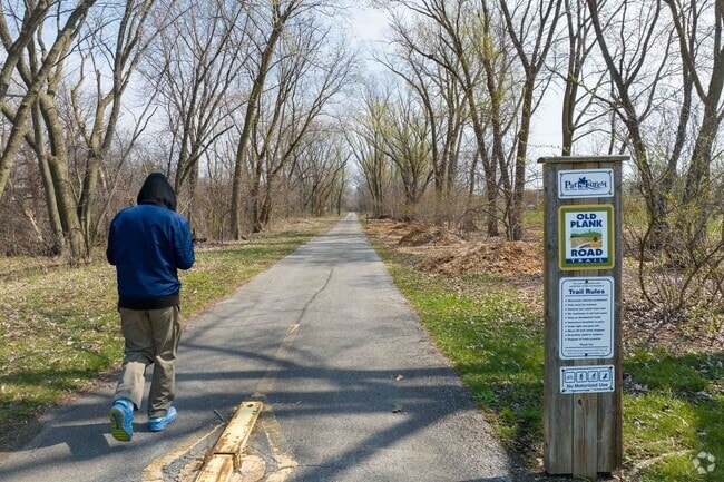 The Old Plank Road Trail is a 22-mile long trail that is near Old Matteson.