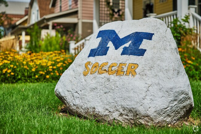 Team spirit for the nearby University of Michigan can be found throughout the Yost neighborhood.