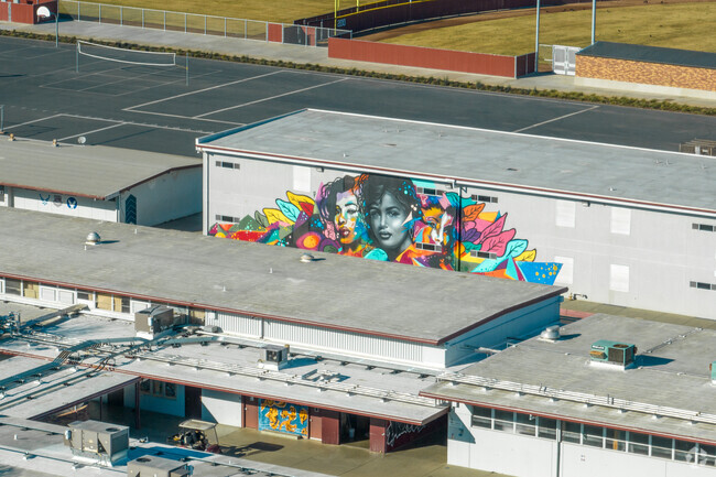 Colorful murals are featured throughout the campus at Hiram W. Johnson High School.