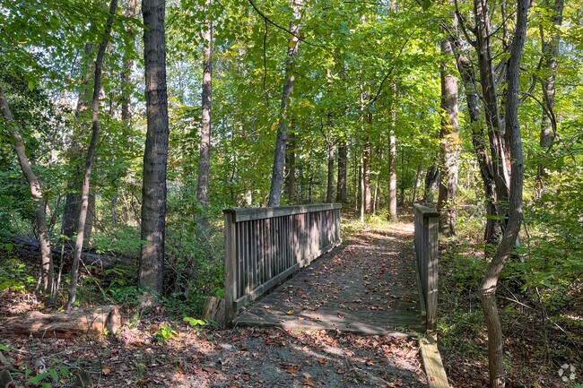 Cobblestone Park features a scenic trail through the woods of Hazel Hill.