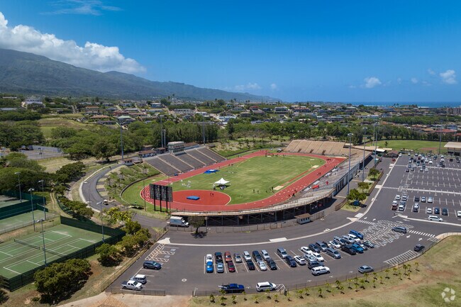 War Memorial Stadium is located next to Baldwin High School in Wailuku.