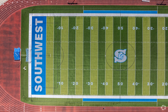 The football field at Southwest High School.
